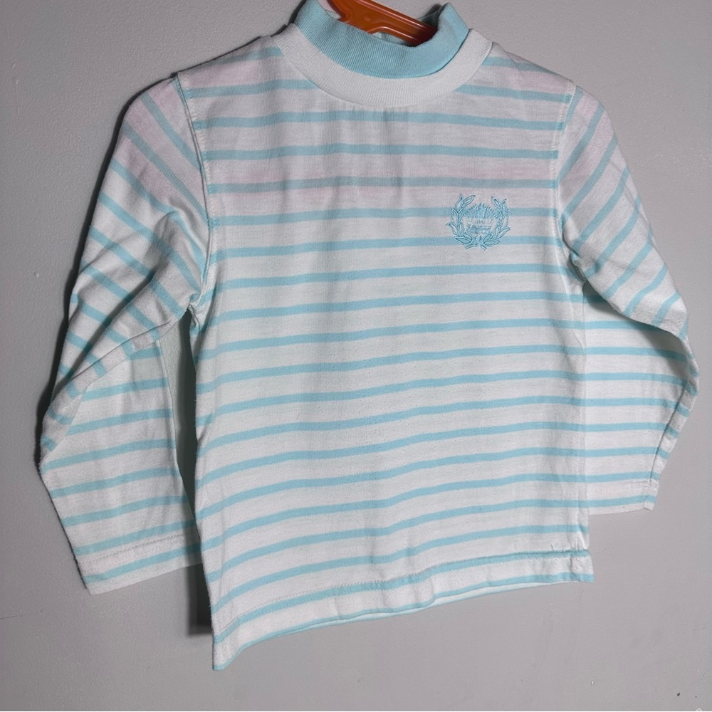 Vintage Kids Long Sleeve Striped Tee - Light Blue & White